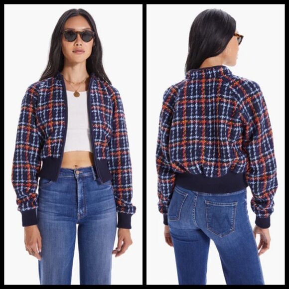 💕MOTHER💕 The Mock Neck Ribbed Jacket ~ Beat By Beat Medium M NWT Plaid 80s - Picture 9 of 16
